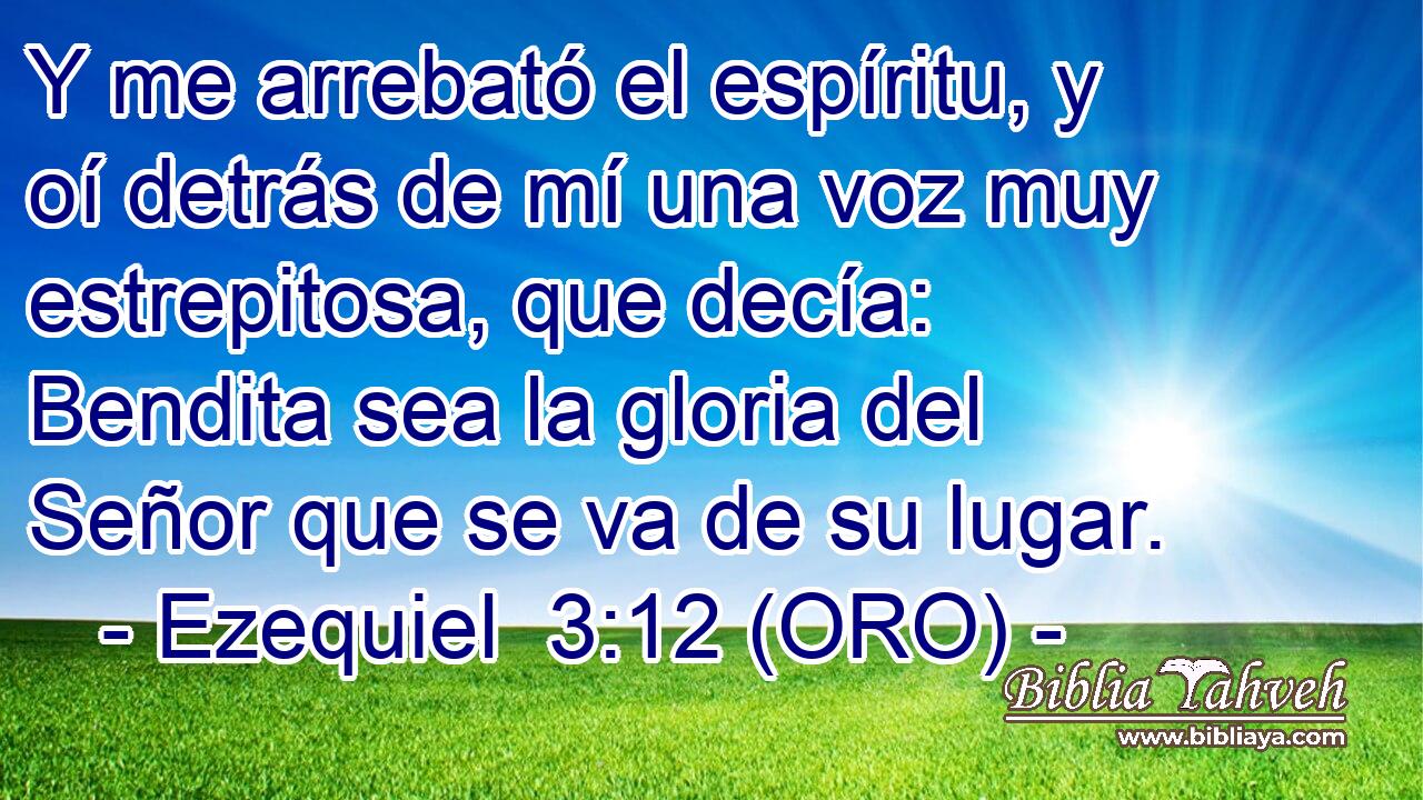  Y me arrebató el espíritu, y oí detrás de mí una voz muy estrepitosa, que decía: Bendita sea la gloria del Señor que se va de su lugar. 