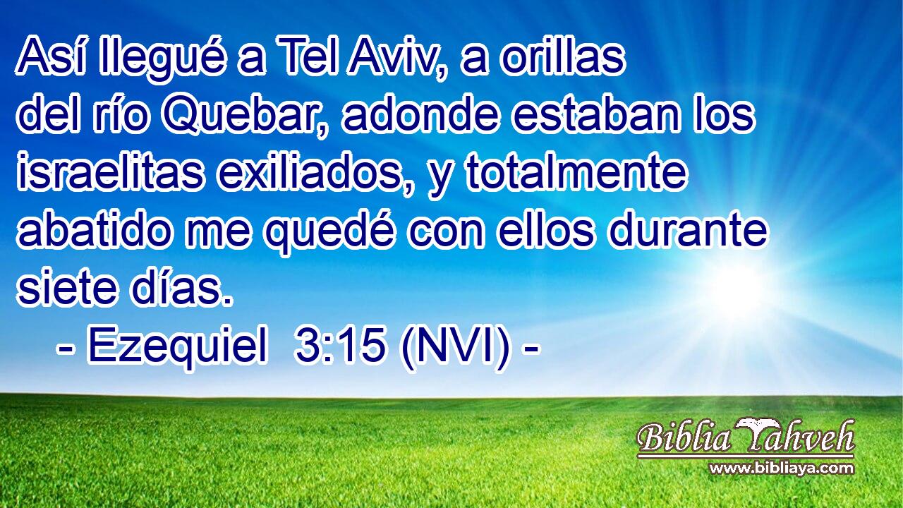  Así llegué a Tel Aviv, a orillas del río Quebar, adonde estaban los israelitas exiliados, y totalmente abatido me quedé con ellos durante siete días. 