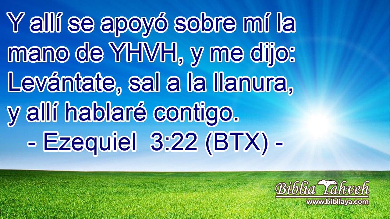 Y allí se apoyó sobre mí la mano de YHVH, y me dijo: Levántate, sal a la llanura, y allí hablaré contigo.