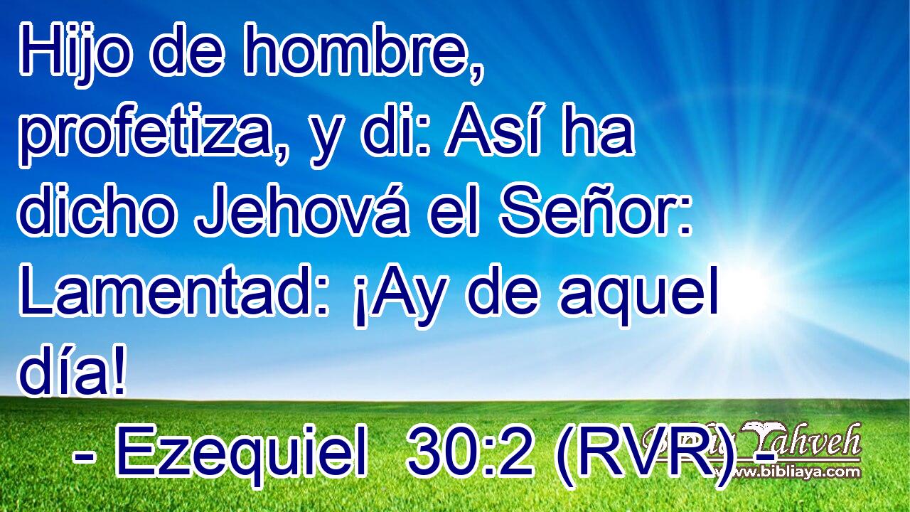 Hijo de hombre, profetiza, y di: Así ha dicho Jehová el Señor: Lamentad: ¡Ay de aquel día!