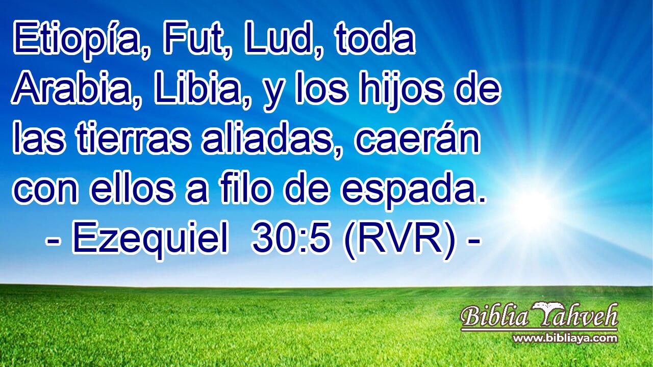 Etiopía, Fut, Lud, toda Arabia, Libia, y los hijos de las tierras aliadas, caerán con ellos a filo de espada.