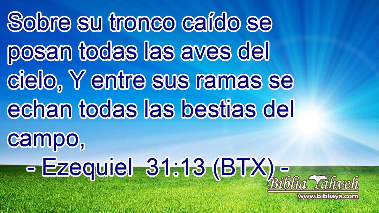 Sobre su tronco caído se posan todas las aves del cielo, Y entre sus ramas se echan todas las bestias del campo,