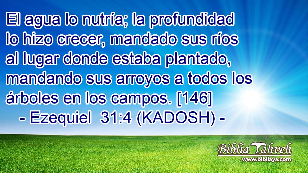  El agua lo nutría; la profundidad lo hizo crecer, mandado sus ríos al lugar donde estaba plantado, mandando sus arroyos a todos los árboles en los campos. [146] 