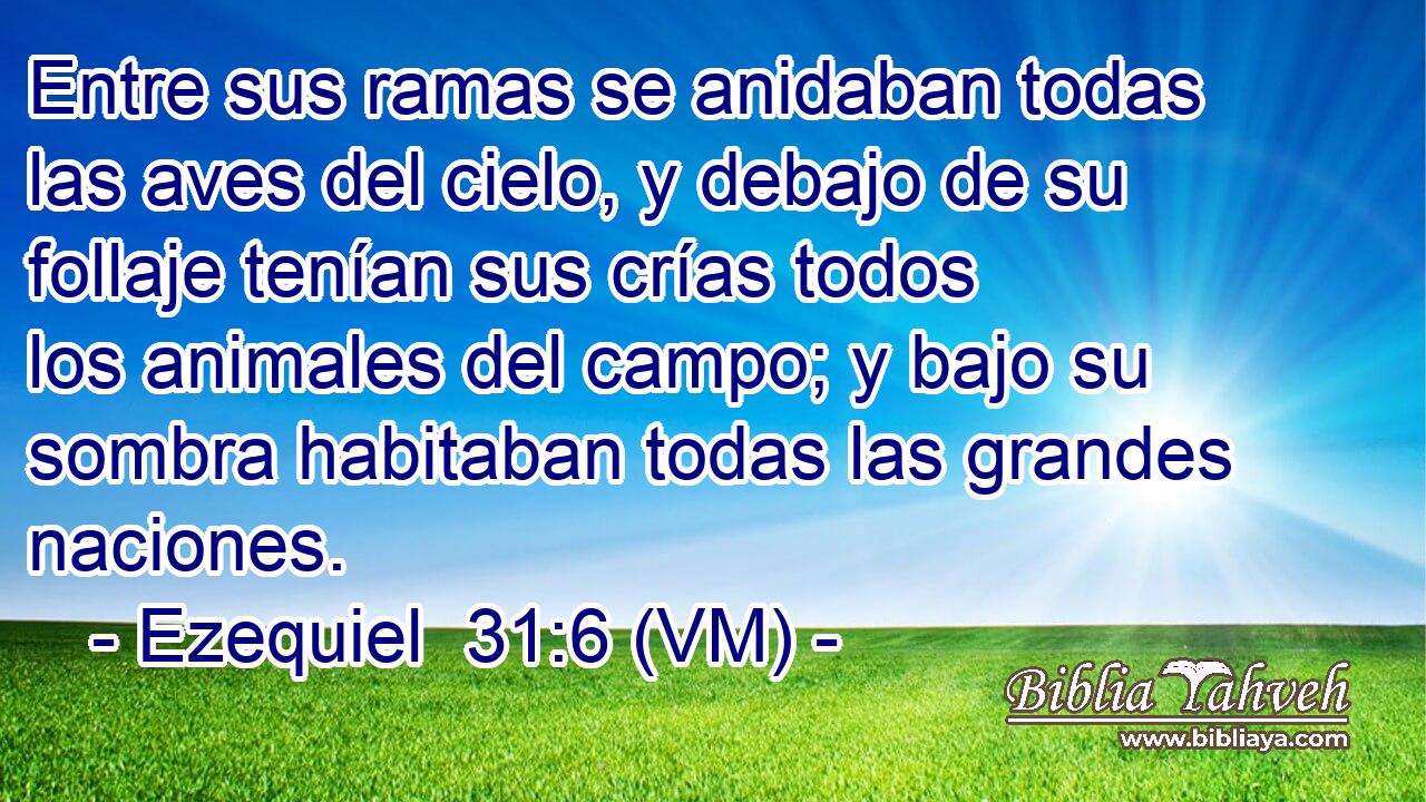  Entre sus ramas se anidaban todas las aves del cielo, y debajo de su follaje tenían sus crías todos los animales del campo; y bajo su sombra habitaban todas las grandes naciones. 