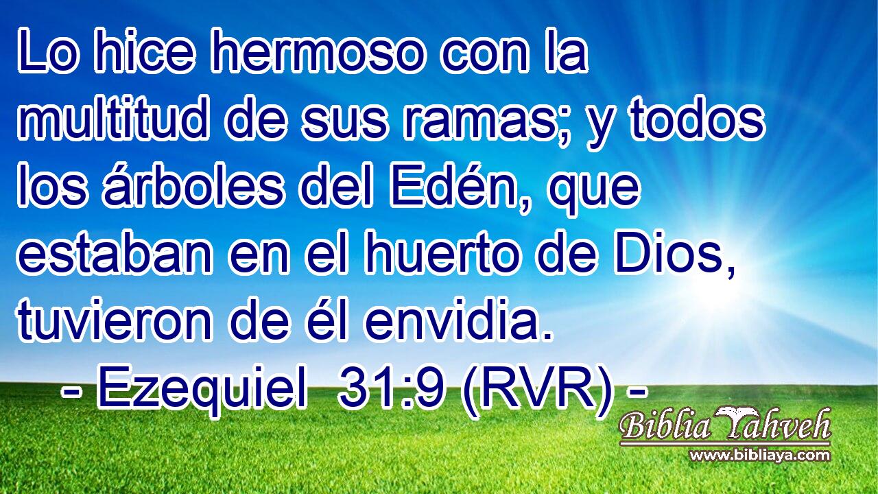 Lo hice hermoso con la multitud de sus ramas; y todos los árboles del Edén, que estaban en el huerto de Dios, tuvieron de él envidia.