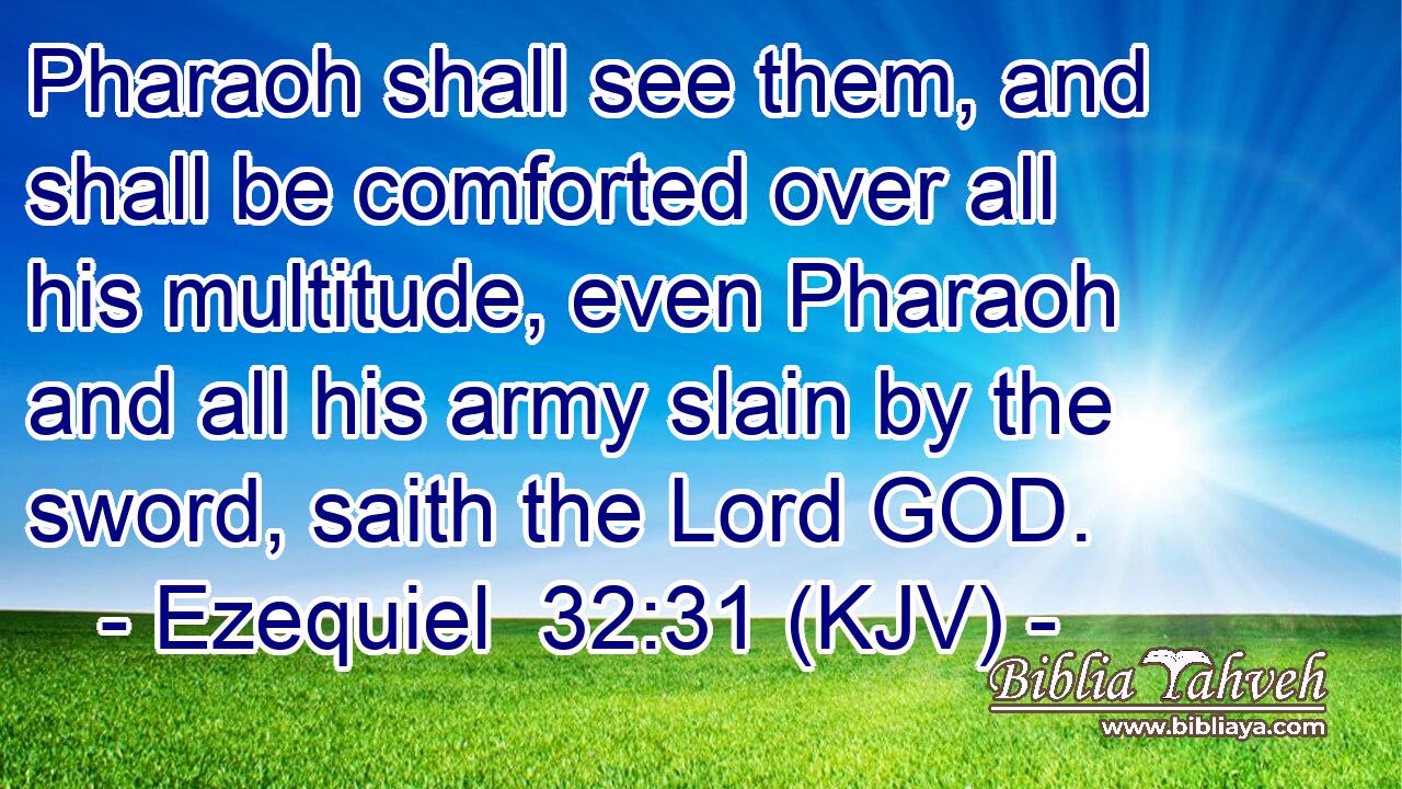 Pharaoh shall see them, and shall be comforted over all his multitude, even Pharaoh and all his army slain by the sword, saith the Lord GOD.