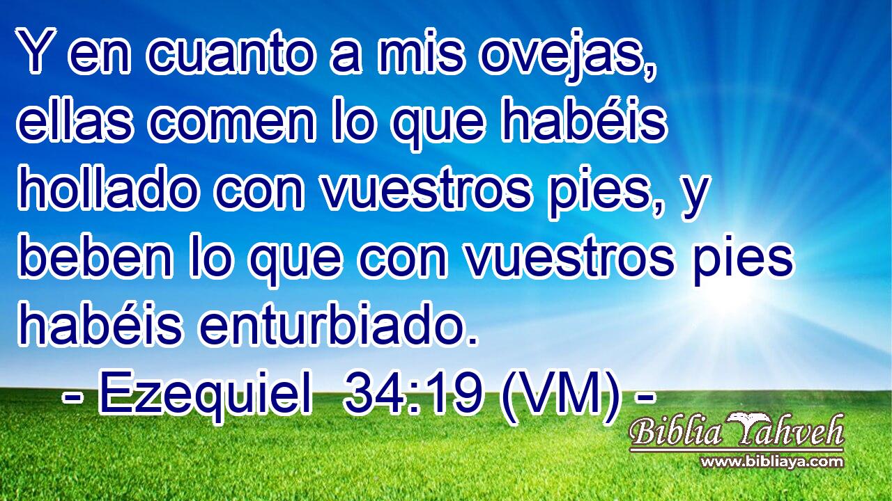  Y en cuanto a mis ovejas, ellas comen lo que habéis hollado con vuestros pies, y beben lo que con vuestros pies habéis enturbiado. 