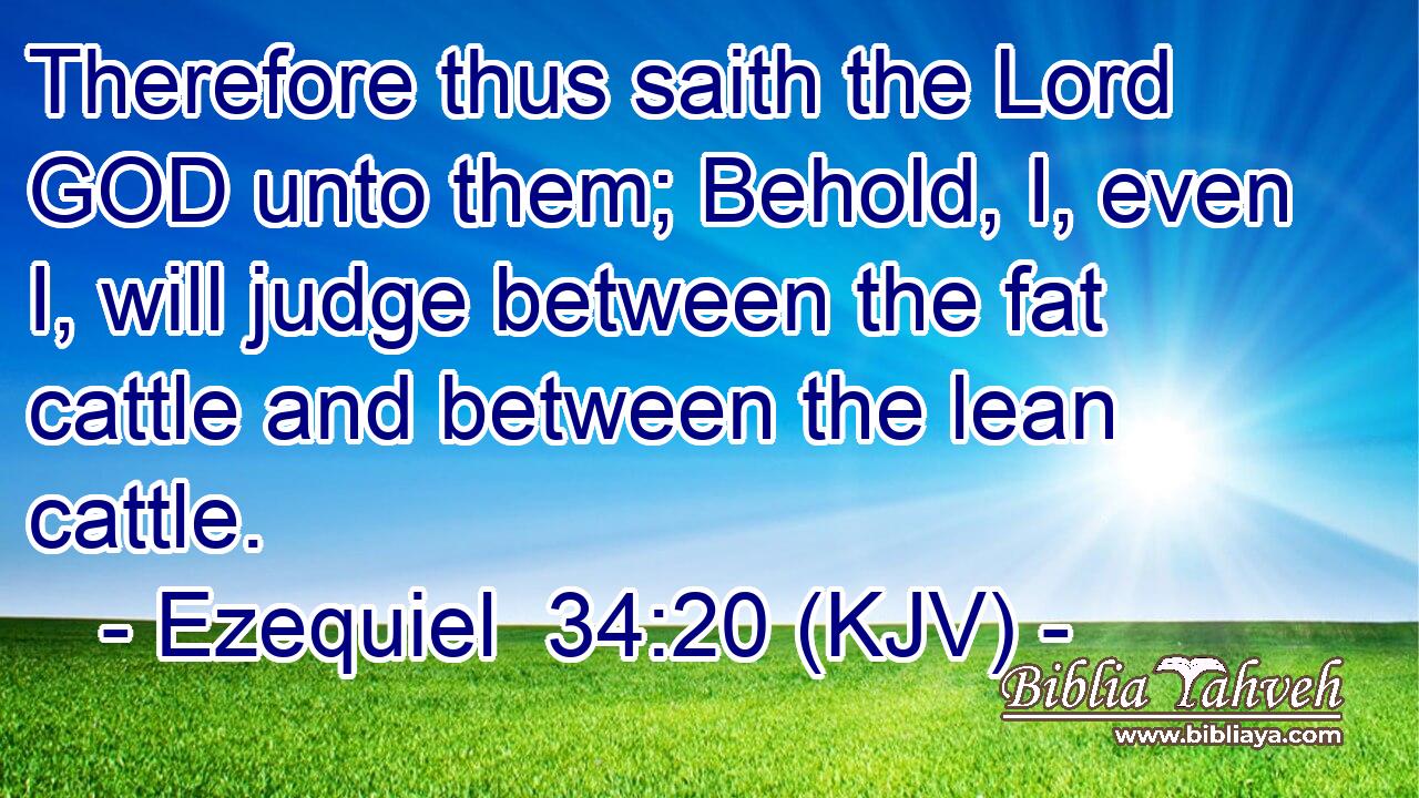 Therefore thus saith the Lord GOD unto them; Behold, I, even I, will judge between the fat cattle and between the lean cattle.