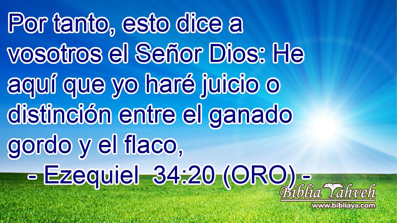  Por tanto, esto dice a vosotros el Señor Dios: He aquí que yo haré juicio o distinción entre el ganado gordo y el flaco, 