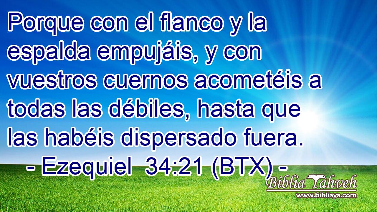 Porque con el flanco y la espalda empujáis, y con vuestros cuernos acometéis a todas las débiles, hasta que las habéis dispersado fuera.