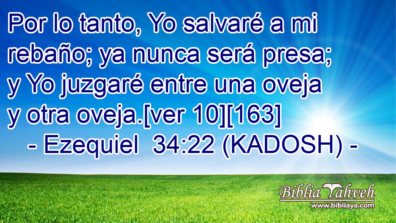  Por lo tanto, Yo salvaré a mi rebaño; ya nunca será presa; y Yo juzgaré entre una oveja y otra oveja.[ver 10][163] 