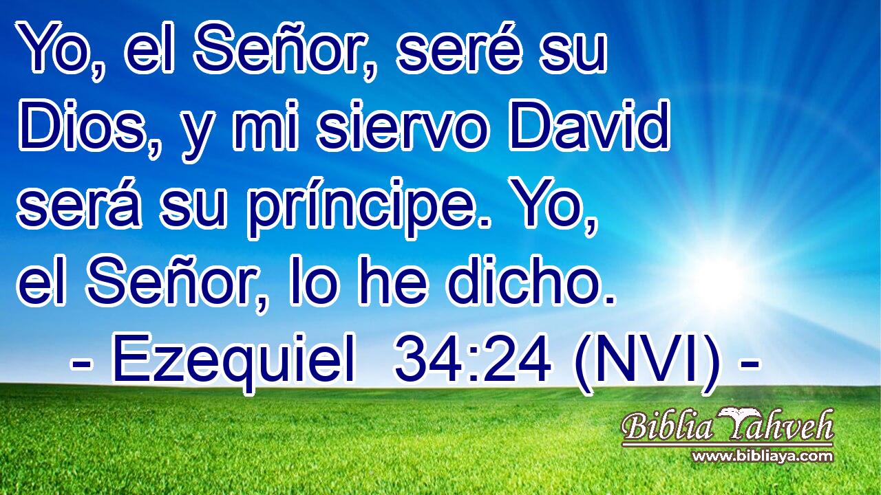  Yo, el Señor, seré su Dios, y mi siervo David será su príncipe. Yo, el Señor, lo he dicho. 