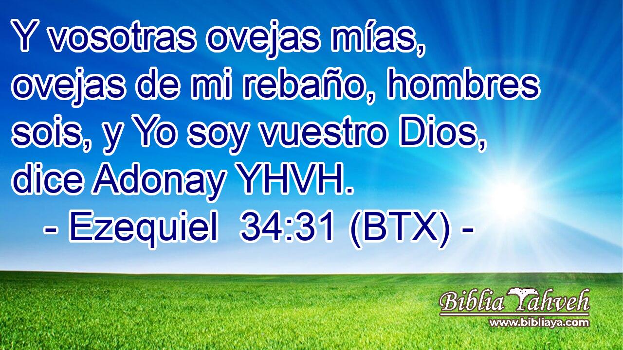 Y vosotras ovejas mías, ovejas de mi rebaño, hombres sois, y Yo soy vuestro Dios, dice Adonay YHVH.