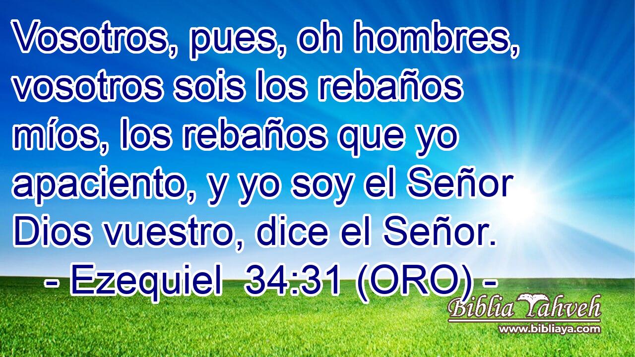  Vosotros, pues, oh hombres, vosotros sois los rebaños míos, los rebaños que yo apaciento, y yo soy el Señor Dios vuestro, dice el Señor. 