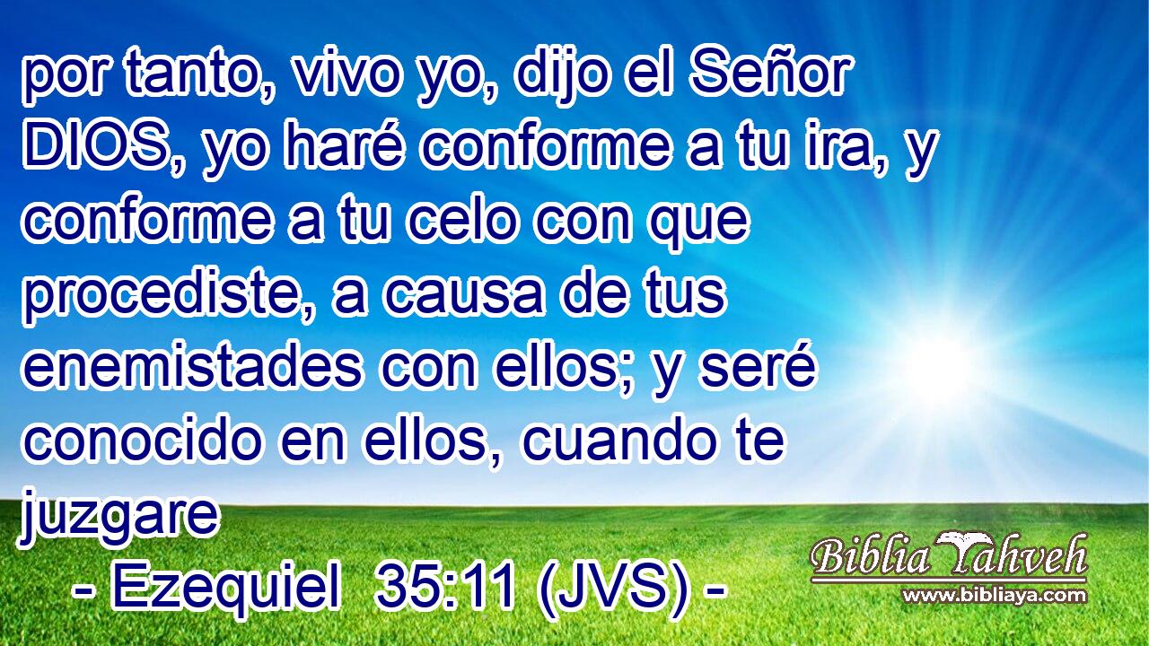 por tanto, vivo yo, dijo el Señor DIOS, yo haré conforme a tu ira, y conforme a tu celo con que procediste, a causa de tus enemistades con ellos; y seré conocido en ellos, cuando te juzgare