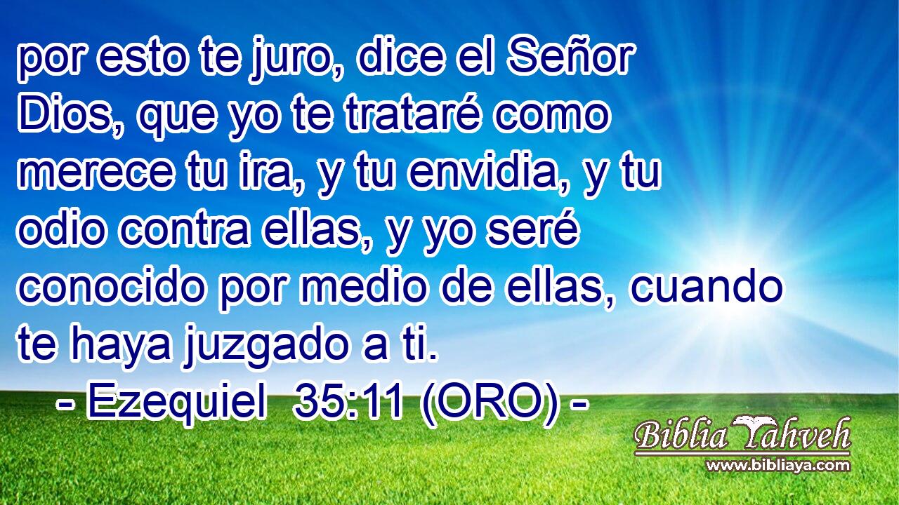  por esto te juro, dice el Señor Dios, que yo te trataré como merece tu ira, y tu envidia, y tu odio contra ellas, y yo seré conocido por medio de ellas, cuando te haya juzgado a ti. 
