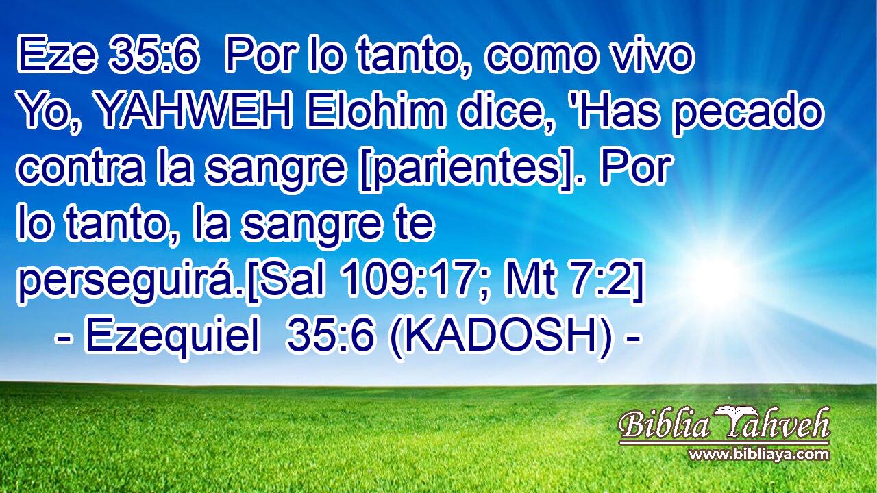  Por lo tanto, como vivo Yo, YAHWEH Elohim dice, 'Has pecado contra la sangre [parientes]. Por lo tanto, la sangre te perseguirá.[Sal 109:17; Mt 7:2] 