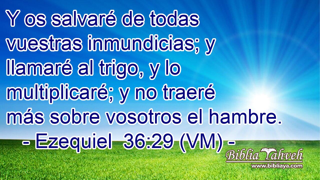  Y os salvaré de todas vuestras inmundicias; y llamaré al trigo, y lo multiplicaré; y no traeré más sobre vosotros el hambre. 
