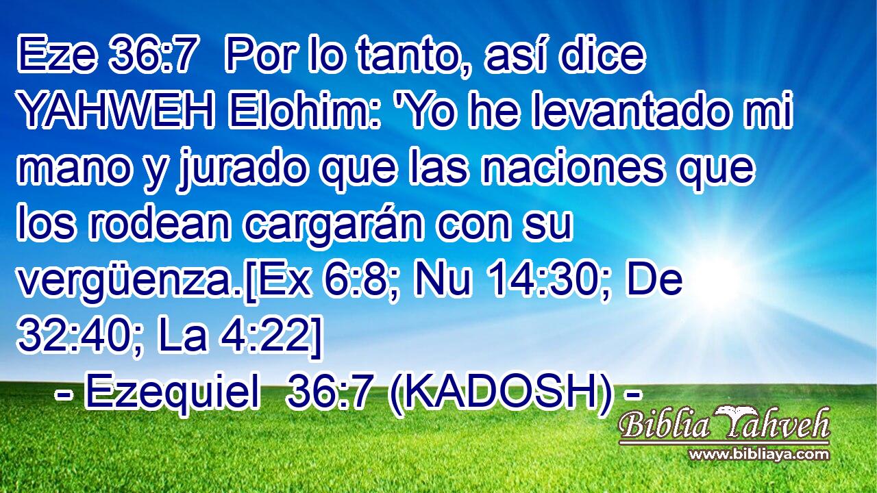  Por lo tanto, así dice YAHWEH Elohim: 'Yo he levantado mi mano y jurado que las naciones que los rodean cargarán con su vergüenza.[Ex 6:8; Nu 14:30; De 32:40; La 4:22] 