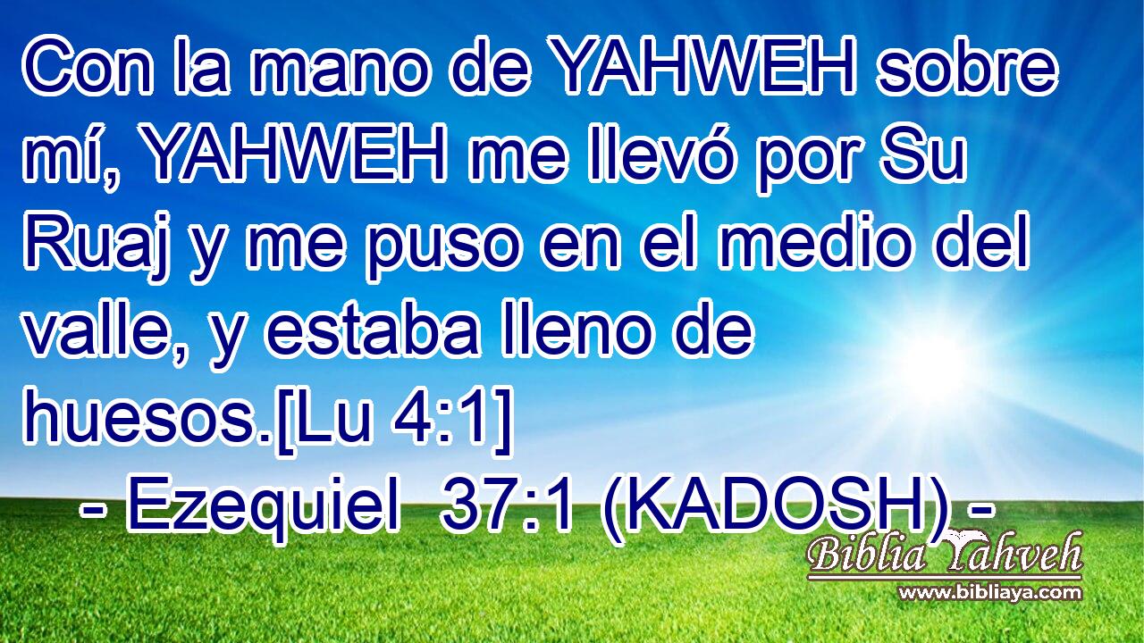  Con la mano de YAHWEH sobre mí, YAHWEH me llevó por Su Ruaj y me puso en el medio del valle, y estaba lleno de huesos.[Lu 4:1] 