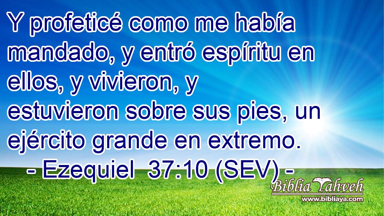 Y profeticé como me había mandado, y entró espíritu en ellos, y vivieron, y estuvieron sobre sus pies, un ejército grande en extremo.