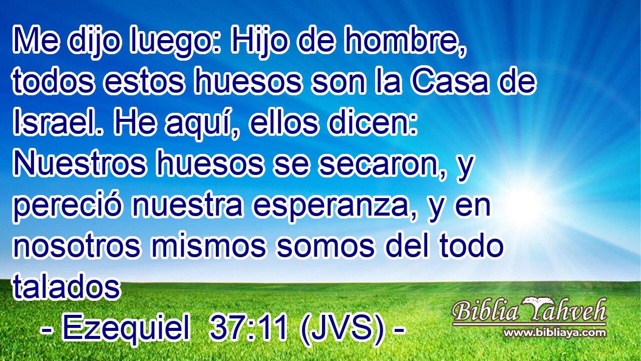 Me dijo luego: Hijo de hombre, todos estos huesos son la Casa de Israel. He aquí, ellos dicen: Nuestros huesos se secaron, y pereció nuestra esperanza, y en nosotros mismos somos del todo talados
