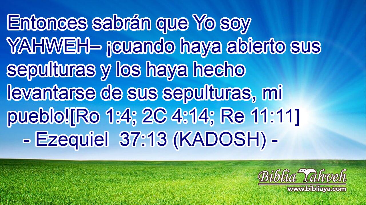  Entonces sabrán que Yo soy YAHWEH– ¡cuando haya abierto sus sepulturas y los haya hecho levantarse de sus sepulturas, mi pueblo![Ro 1:4; 2C 4:14; Re 11:11] 