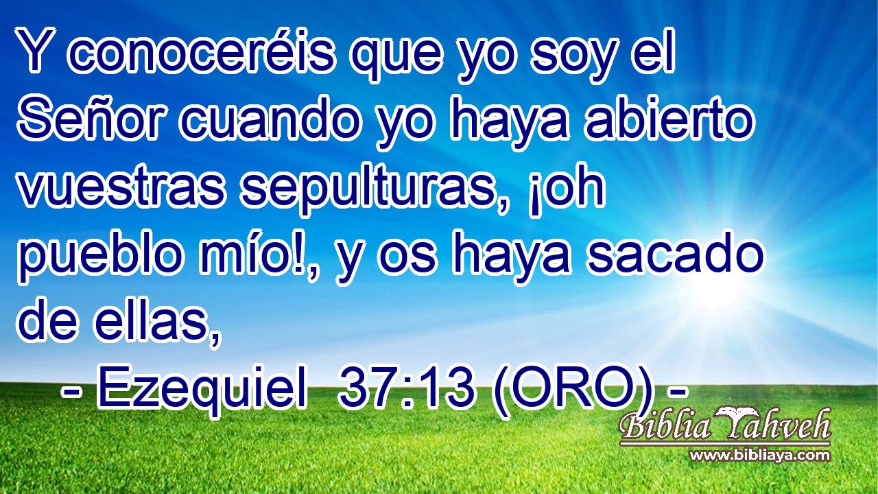  Y conoceréis que yo soy el Señor cuando yo haya abierto vuestras sepulturas, ¡oh pueblo mío!, y os haya sacado de ellas, 