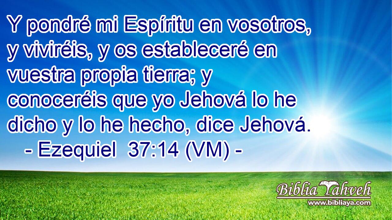  Y pondré mi Espíritu en vosotros, y viviréis, y os estableceré en vuestra propia tierra; y conoceréis que yo Jehová lo he dicho y lo he hecho, dice Jehová. 
