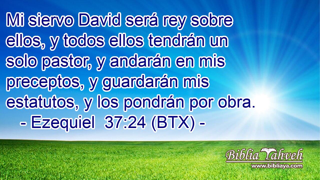 Mi siervo David será rey sobre ellos, y todos ellos tendrán un solo pastor, y andarán en mis preceptos, y guardarán mis estatutos, y los pondrán por obra.