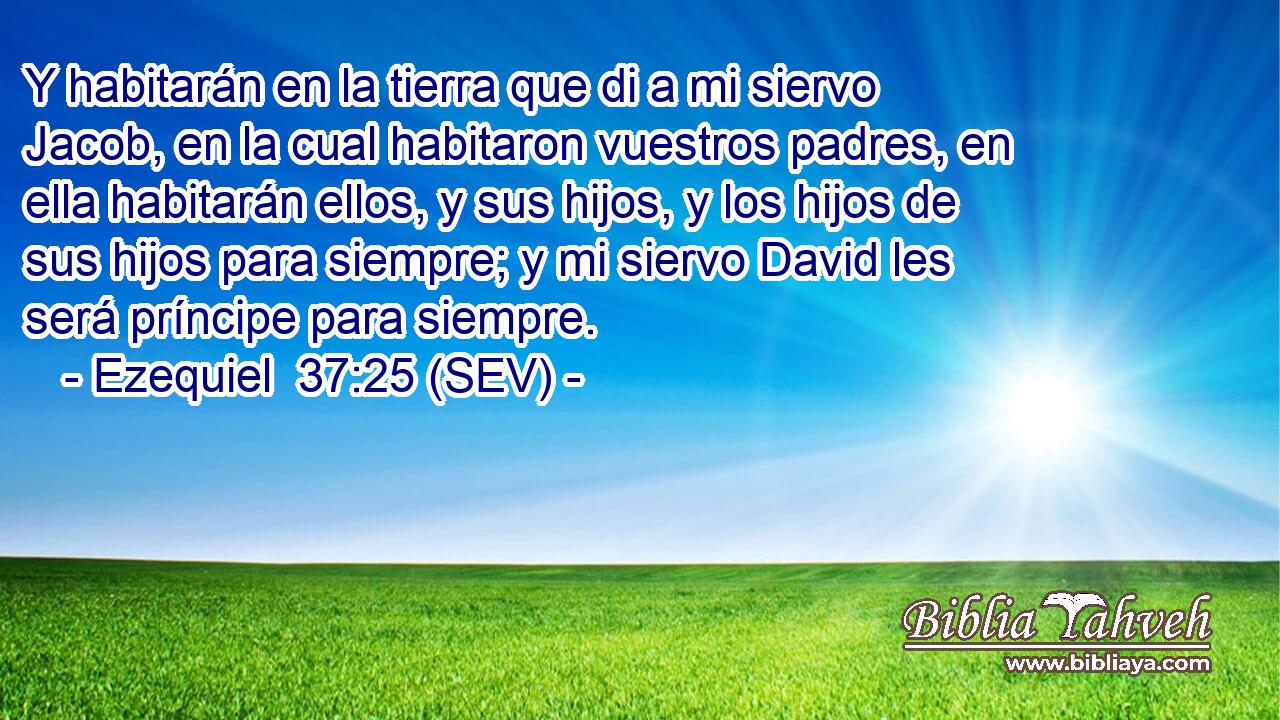 Y habitarán en la tierra que di a mi siervo Jacob, en la cual habitaron vuestros padres, en ella habitarán ellos, y sus hijos, y los hijos de sus hijos para siempre; y mi siervo David les será príncipe para siempre.