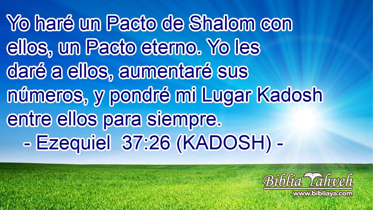  Yo haré un Pacto de Shalom con ellos, un Pacto eterno. Yo les daré a ellos, aumentaré sus números, y pondré mi Lugar Kadosh entre ellos para siempre. 