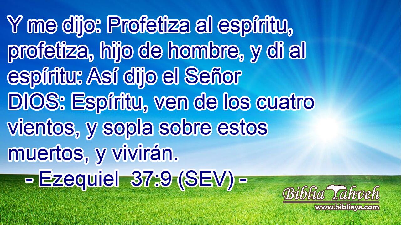 Y me dijo: Profetiza al espíritu, profetiza, hijo de hombre, y di al espíritu: Así dijo el Señor DIOS: Espíritu, ven de los cuatro vientos, y sopla sobre estos muertos, y vivirán.