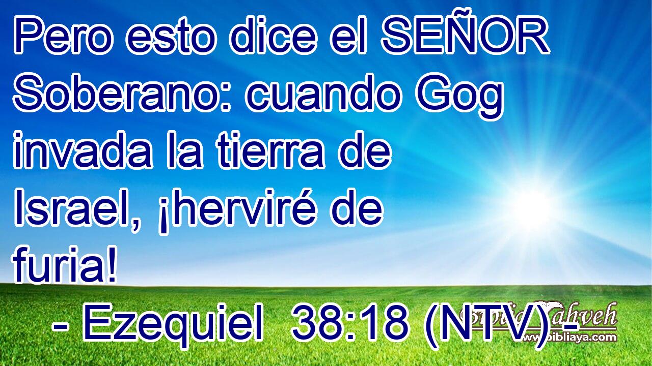 Pero esto dice el SEÑOR Soberano: cuando Gog invada la tierra de Israel, ¡herviré de furia!