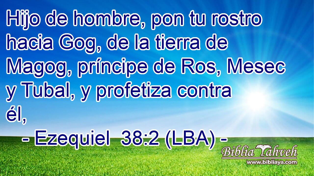 Hijo de hombre, pon tu rostro hacia Gog, de la tierra de Magog, príncipe de Ros, Mesec y Tubal, y profetiza contra él,