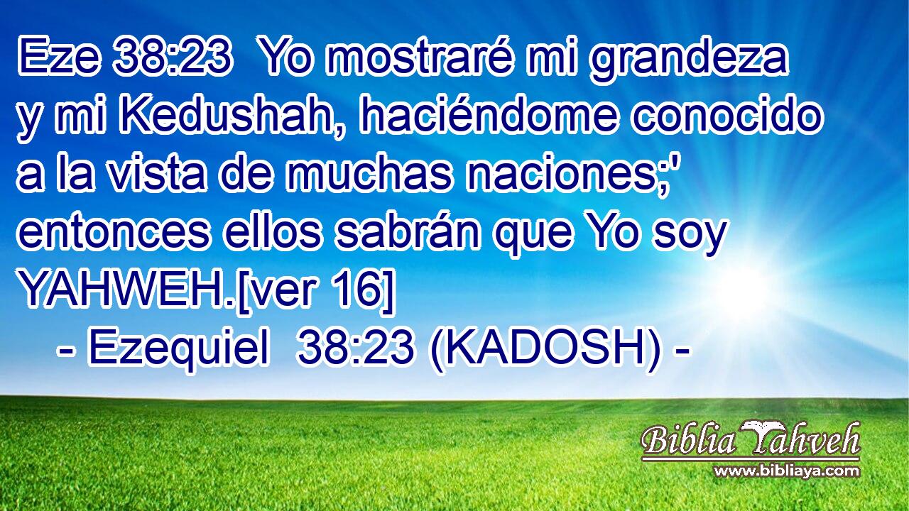  Yo mostraré mi grandeza y mi Kedushah, haciéndome conocido a la vista de muchas naciones;' entonces ellos sabrán que Yo soy YAHWEH.[ver 16] 