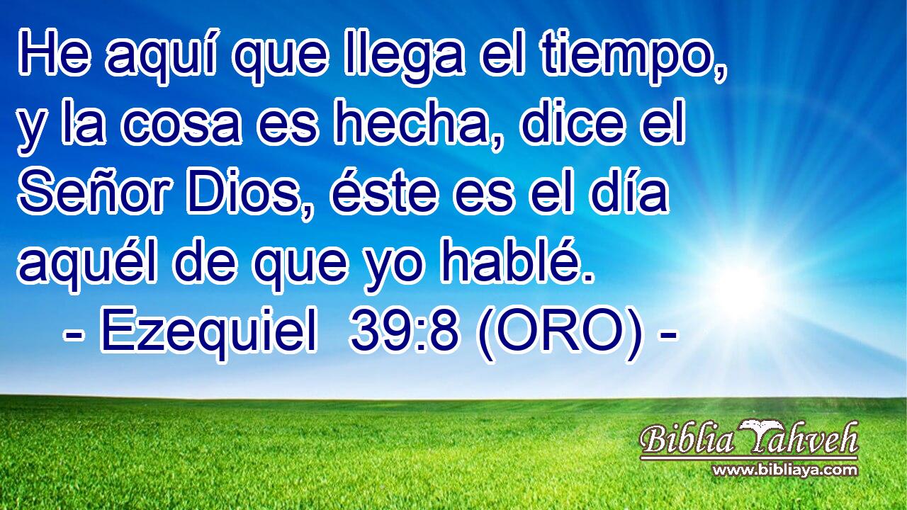 He aquí que llega el tiempo, y la cosa es hecha, dice el Señor Dios, éste es el día aquél de que yo hablé. 