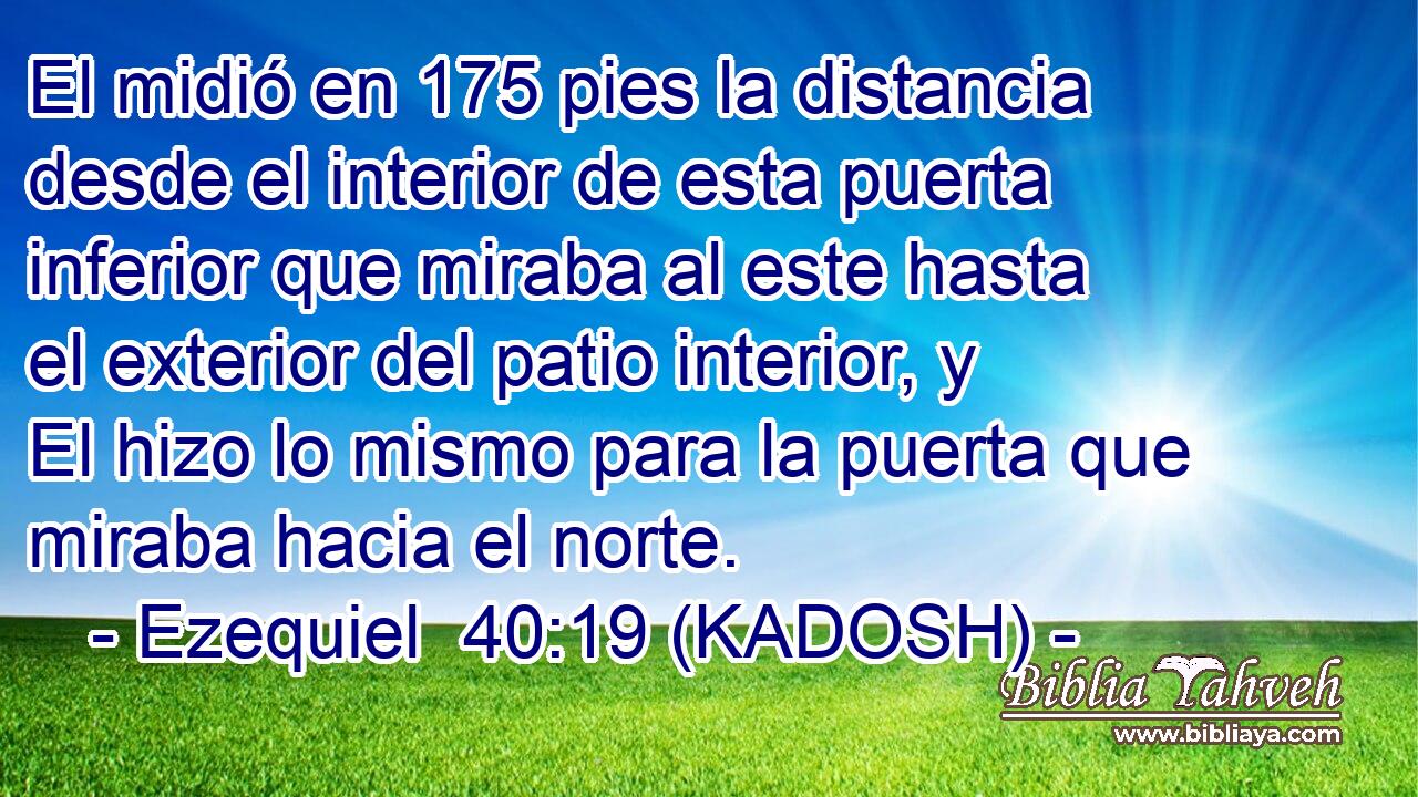  El midió en 175 pies la distancia desde el interior de esta puerta inferior que miraba al este hasta el exterior del patio interior, y El hizo lo mismo para la puerta que miraba hacia el norte. 