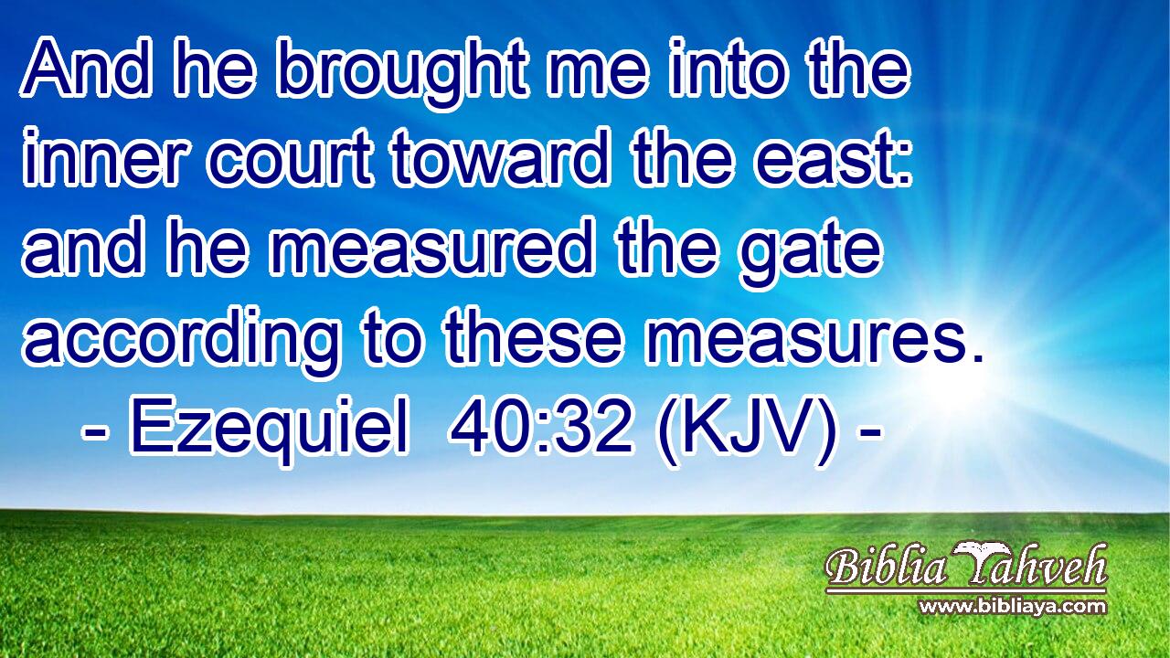 And he brought me into the inner court toward the east: and he measured the gate according to these measures.
