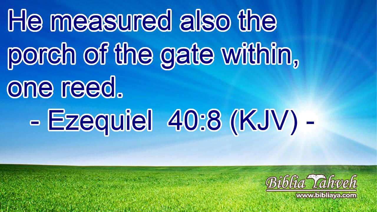 He measured also the porch of the gate within, one reed.