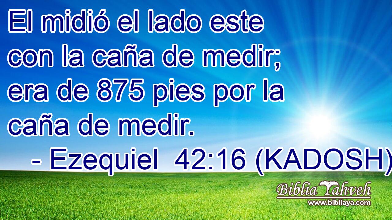  El midió el lado este con la caña de medir; era de 875 pies por la caña de medir. 