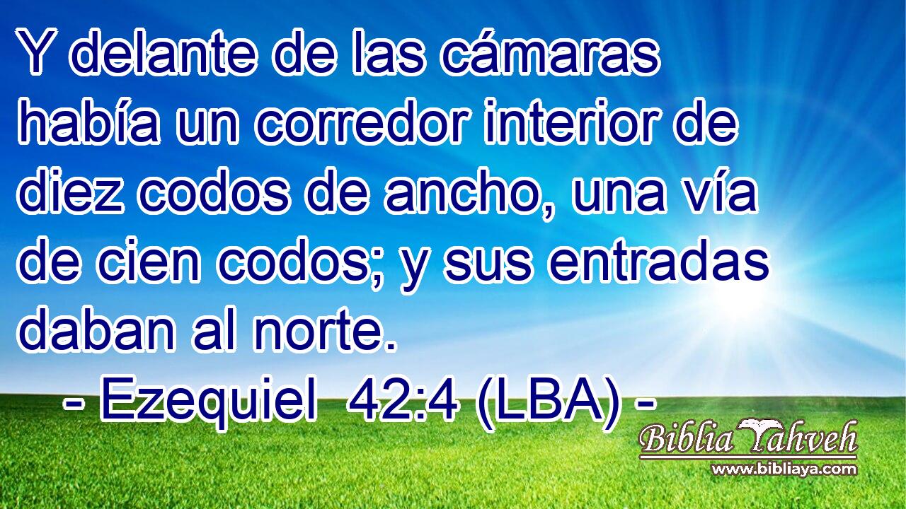 Y delante de las cámaras había un corredor interior de diez codos de ancho, una vía de cien codos; y sus entradas daban al norte.