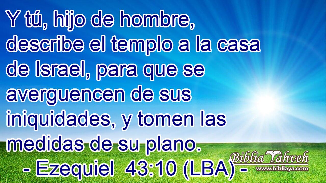 Y tú, hijo de hombre, describe el templo a la casa de Israel, para que se averguencen de sus iniquidades, y tomen las medidas de su plano.
