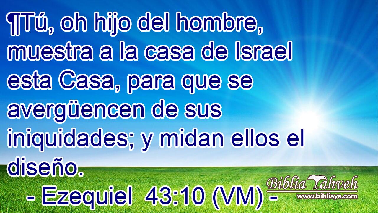  ¶Tú, oh hijo del hombre, muestra a la casa de Israel esta Casa, para que se avergüencen de sus iniquidades; y midan ellos el diseño. 