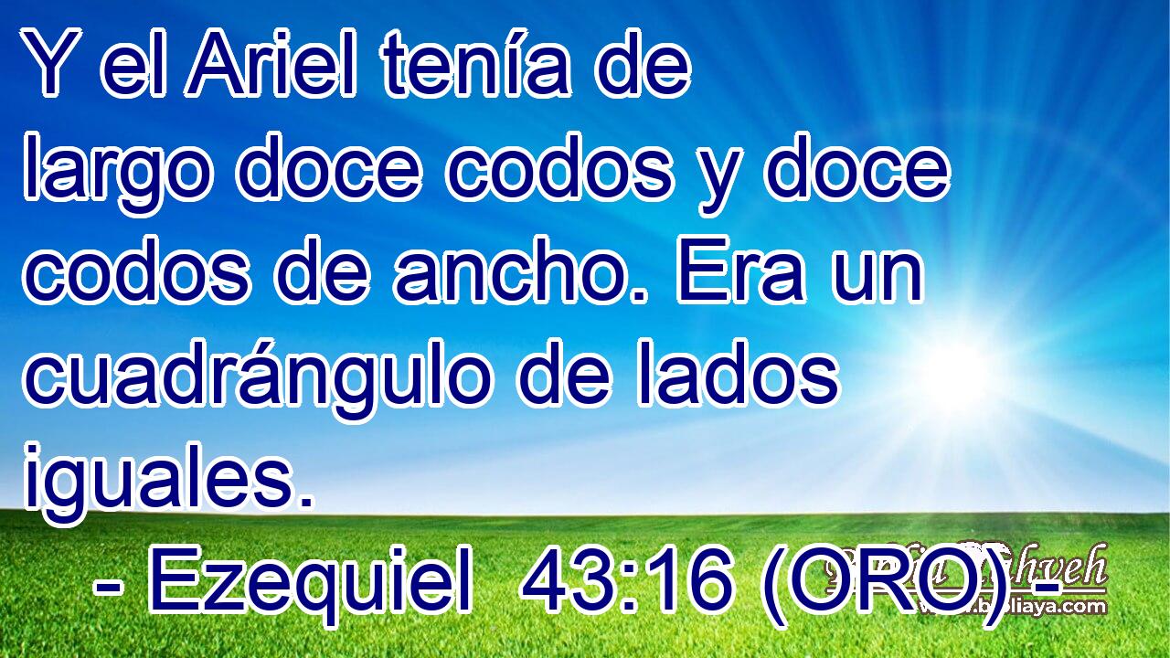  Y el Ariel tenía de largo doce codos y doce codos de ancho. Era un cuadrángulo de lados iguales. 