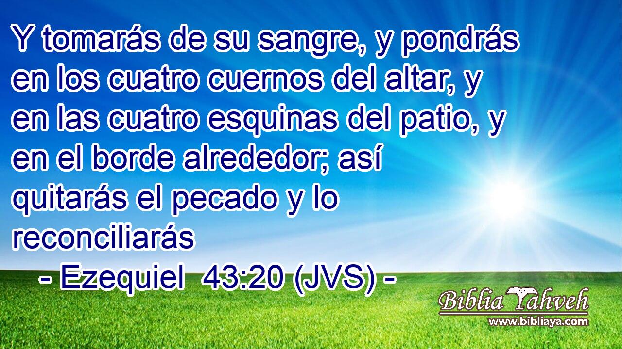 Y tomarás de su sangre, y pondrás en los cuatro cuernos del altar, y en las cuatro esquinas del patio, y en el borde alrededor; así quitarás el pecado y lo reconciliarás