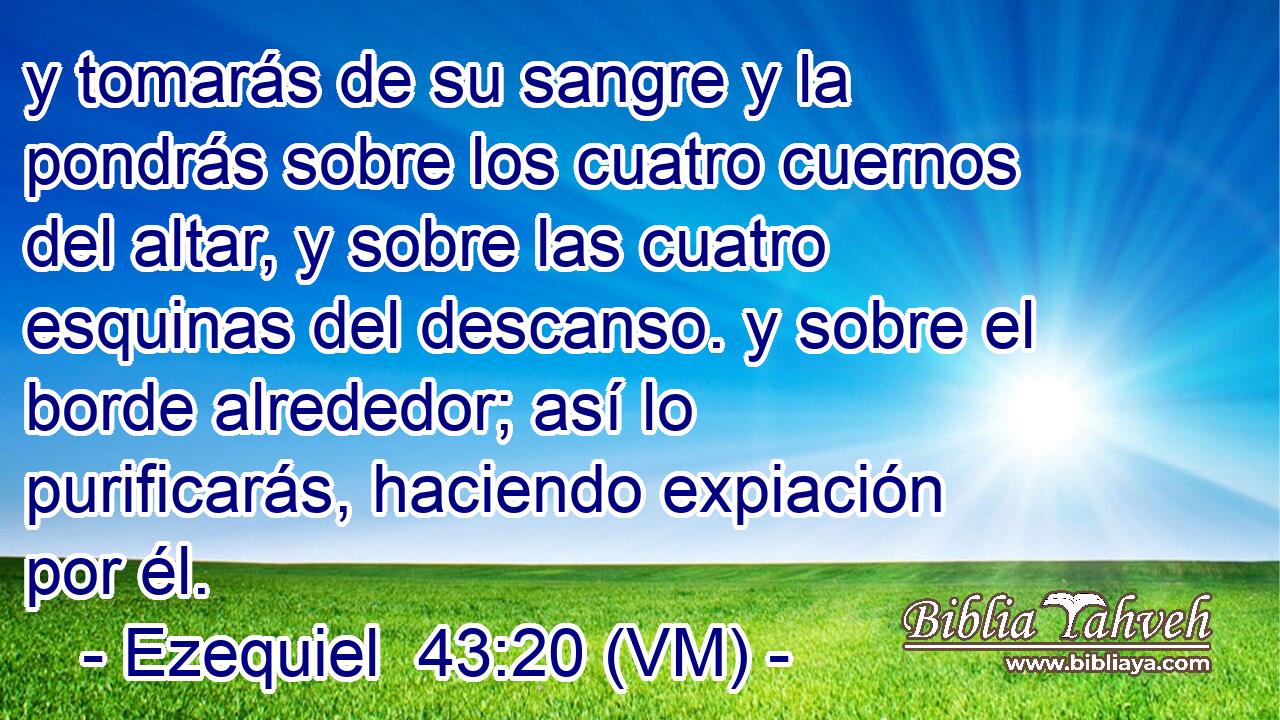  y tomarás de su sangre y la pondrás sobre los cuatro cuernos del altar, y sobre las cuatro esquinas del descanso. y sobre el borde alrededor; así lo purificarás, haciendo expiación por él. 