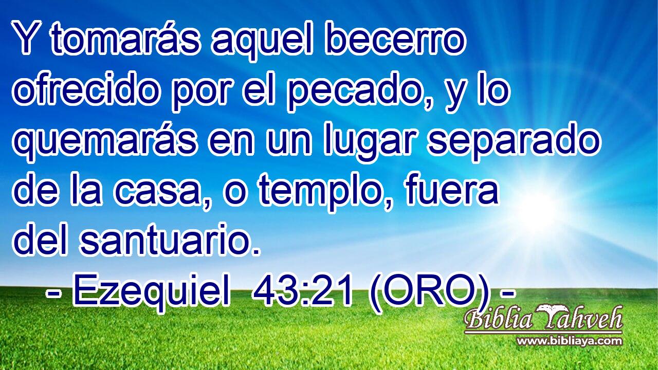  Y tomarás aquel becerro ofrecido por el pecado, y lo quemarás en un lugar separado de la casa, o templo, fuera del santuario. 