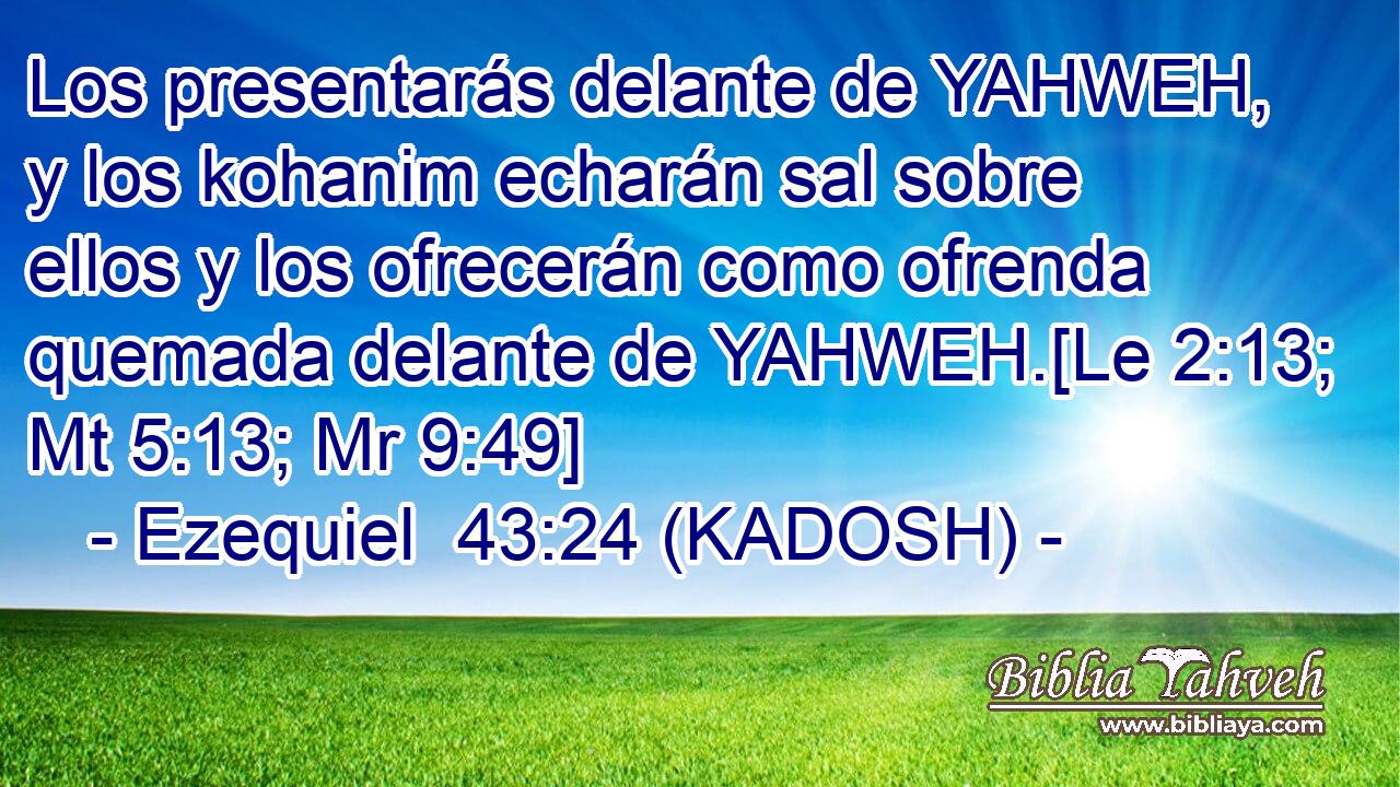  Los presentarás delante de YAHWEH, y los kohanim echarán sal sobre ellos y los ofrecerán como ofrenda quemada delante de YAHWEH.[Le 2:13; Mt 5:13; Mr 9:49] 