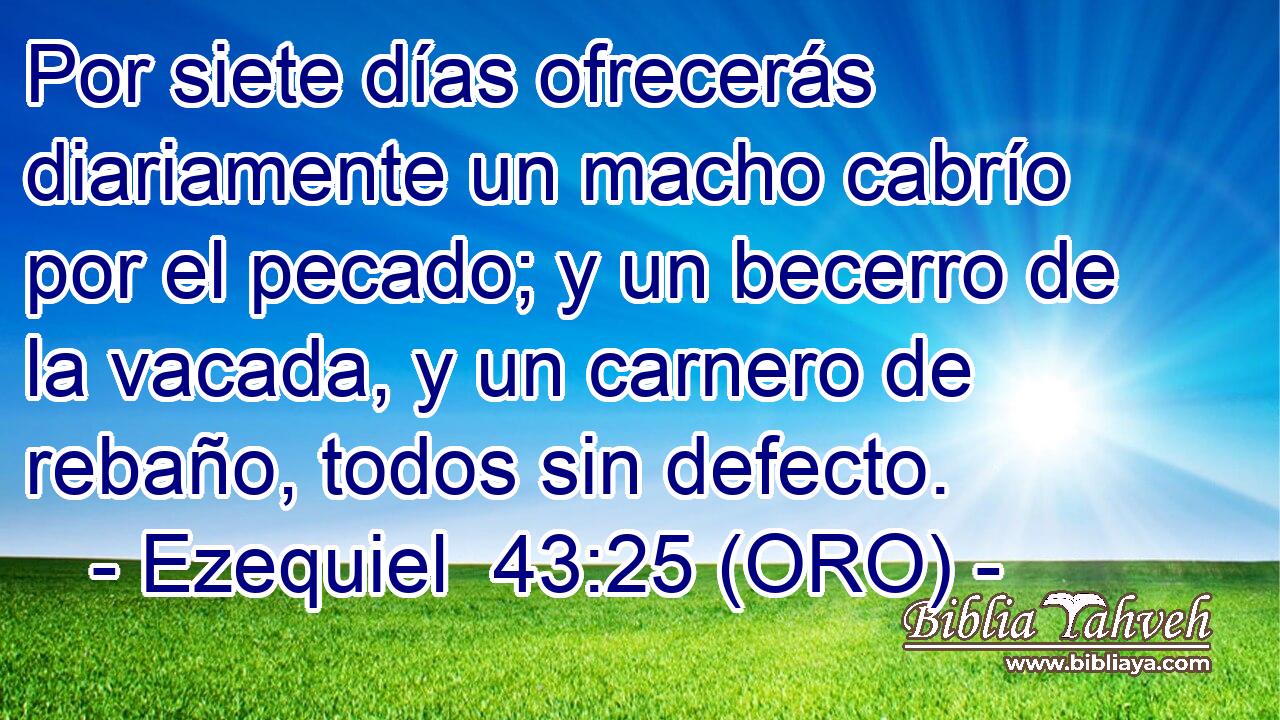  Por siete días ofrecerás diariamente un macho cabrío por el pecado; y un becerro de la vacada, y un carnero de rebaño, todos sin defecto. 